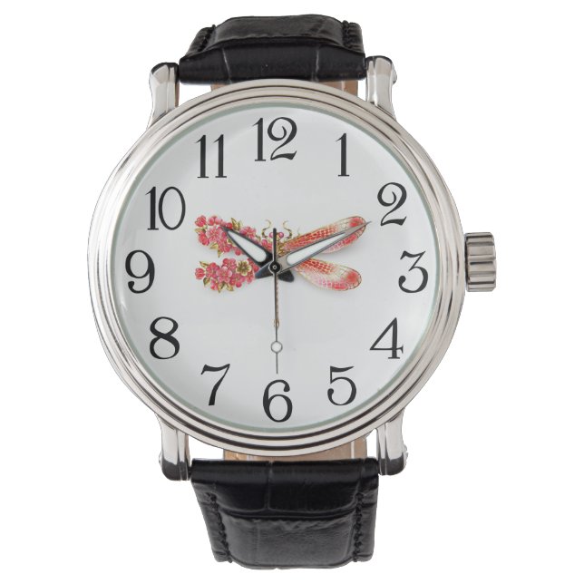 Reloj De Pulsera Flor libélula con sakura de joyas (Anverso)