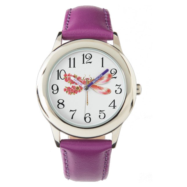 Reloj De Pulsera Flor libélula con sakura de joyas (Anverso)