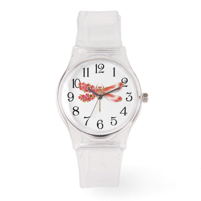 Reloj De Pulsera Flor libélula con sakura de joyas (Anverso)