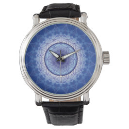 Reloj De Pulsera flor mandala de vida azul