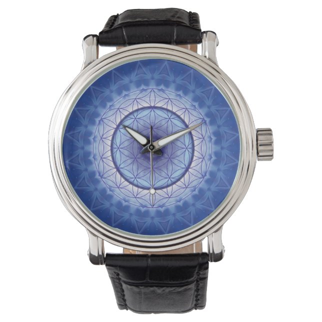 Reloj De Pulsera flor mandala de vida azul (Anverso)