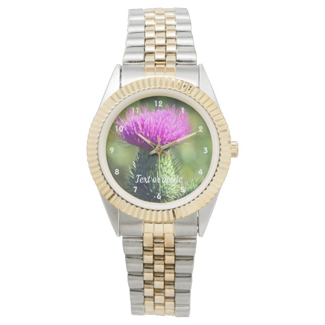 Reloj De Pulsera Flor morada de cardo personalizada (Anverso)