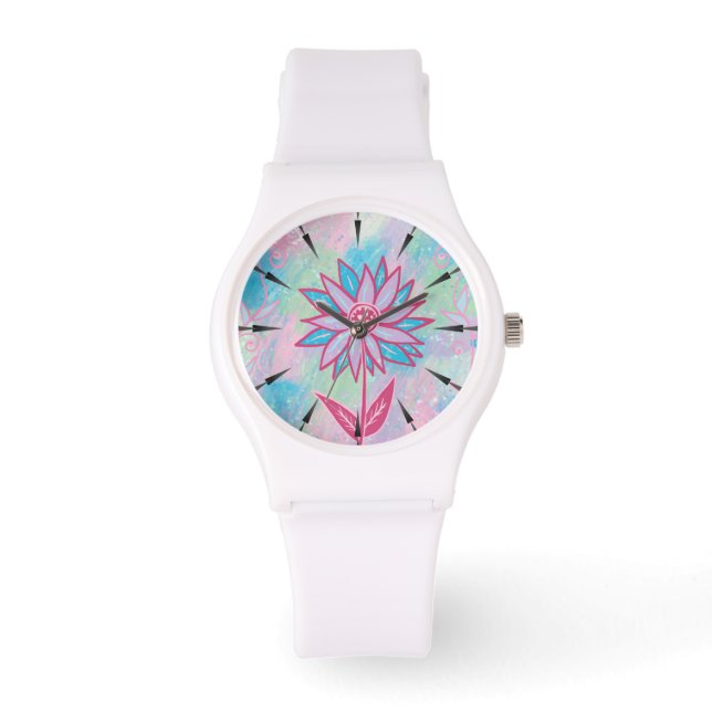 Reloj De Pulsera Flor Pastel dibujada a mano (Anverso)