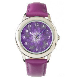Reloj De Pulsera Flor púrpura psicodélica Resumen arte fractal