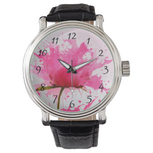 Reloj De Pulsera Flor rosa Abstract Paint Splatt