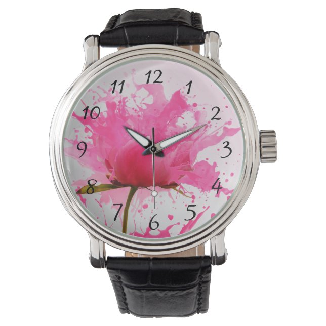 Reloj De Pulsera Flor rosa Abstract Paint Splatt (Anverso)