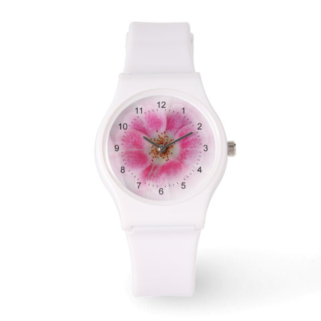 Reloj De Pulsera flor rosa brillante (Anverso)