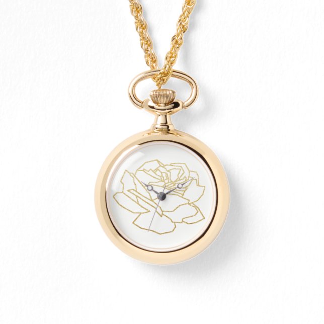 Reloj De Pulsera flor rosa dorada delineada agradable (Anverso)