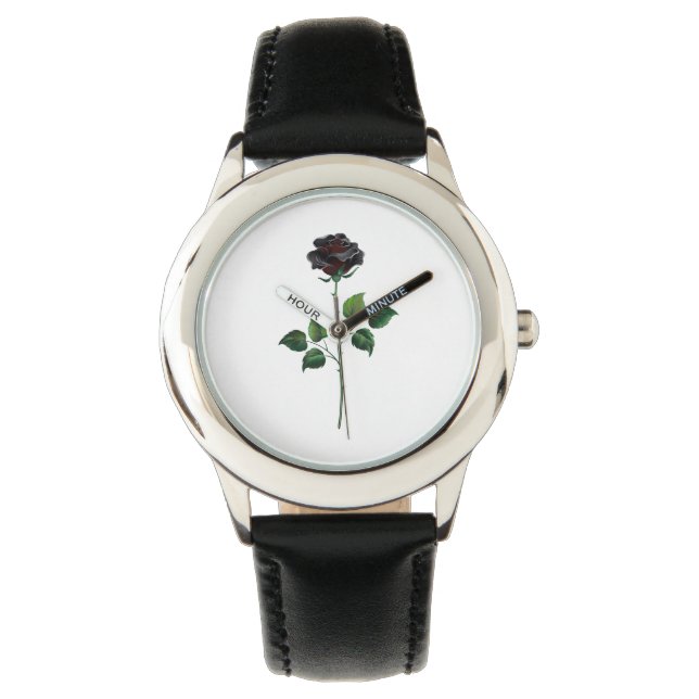 Reloj De Pulsera Flor rosa negra (Anverso)
