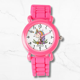 Reloj De Pulsera Flor rosa picante unicornio