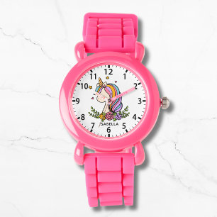 Reloj De Pulsera Flor rosa picante unicornio