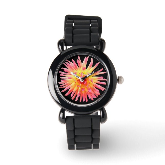Reloj De Pulsera Flor rosa y amarilla (Anverso)