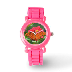 Reloj De Pulsera Flor rosa y mariposa