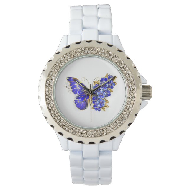 Reloj De Pulsera Flor Sapphire Mariposa (Anverso)