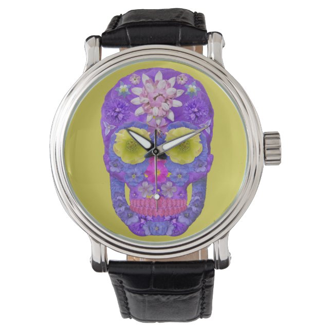 Reloj De Pulsera Flor Skull 5 (Anverso)