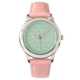 Reloj De Pulsera Flor verde suave con flores amarillas blancas azul