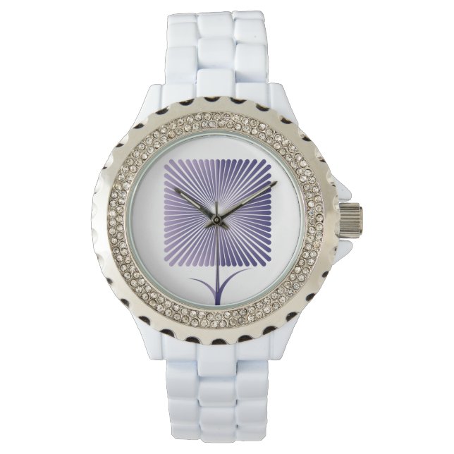 Reloj De Pulsera Flor violeta cuadrada nb (Anverso)