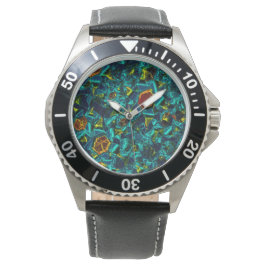 Reloj De Pulsera Flor virtual em azul gradiente, estilhaçada