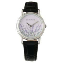 Reloj De Pulsera Flora acuarela de lavanda morada