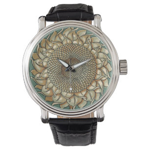 Reloj De Pulsera Floración del girasol en fondo azulverde