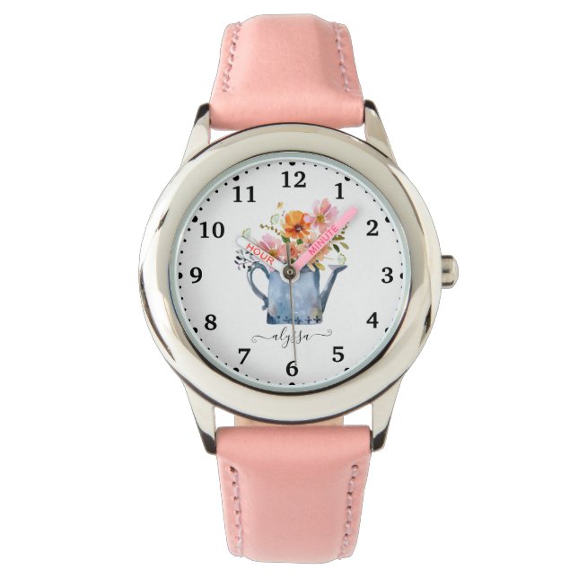 Reloj De Pulsera Floral acuática pintada a mano (Anverso)