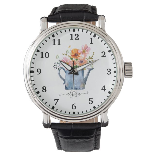 Reloj De Pulsera Floral acuática pintada a mano (Anverso)