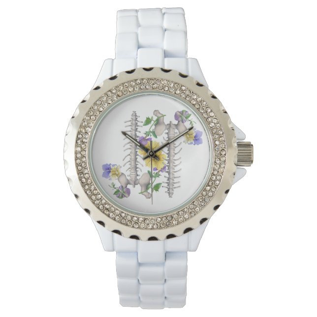 Reloj De Pulsera Floral Anatomy - Vertebrae, Hip Bone (Anverso)