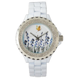 Reloj De Pulsera Floral azul mariposa