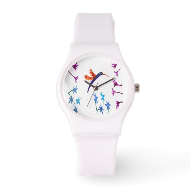 Reloj De Pulsera Floral Bird Art Hummingbird (Anverso)