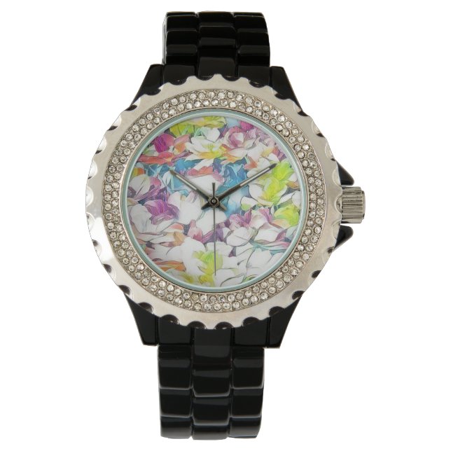 Reloj De Pulsera Floral Black Watch con efecto flotante (Anverso)