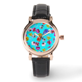 Reloj De Pulsera Floral Blue Watch