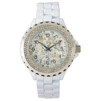 Reloj De Pulsera Floral de algodón amarillo
