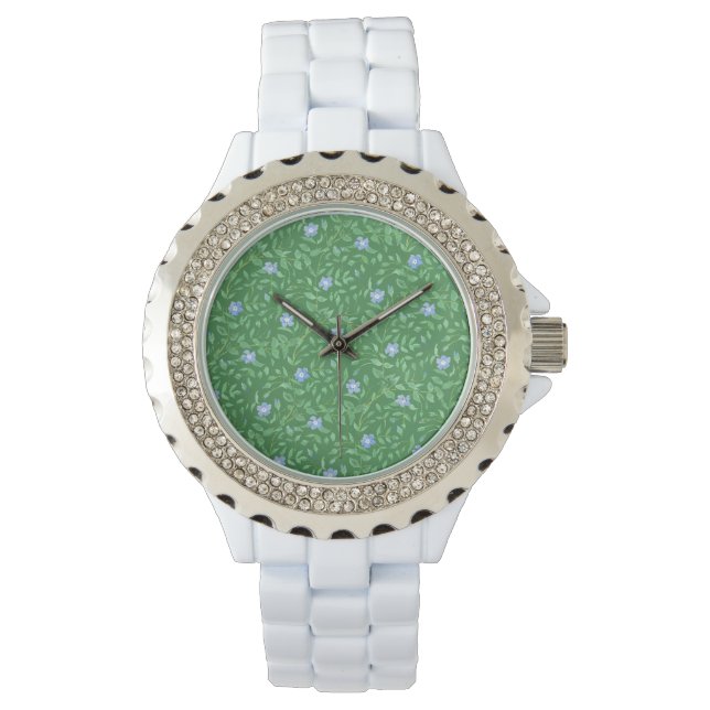 Reloj De Pulsera Floral de estilo campestre azul oscuro peringuil (Anverso)