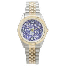 Floral de pájaro de conejo azul y blanco