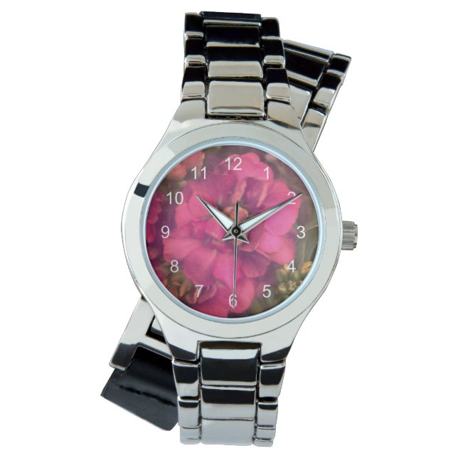 Reloj De Pulsera Floral de pasión rosa caliente (Anverso)