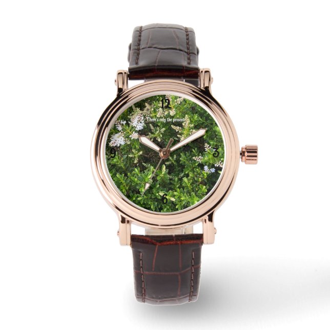 Reloj De Pulsera Floral Faced Watch "Sólo está el presente" (Anverso)