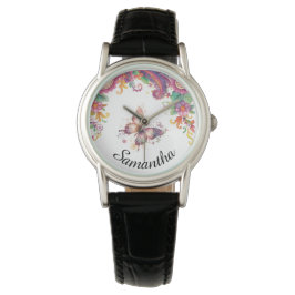 Reloj De Pulsera Floral Paisley y Mariposa 