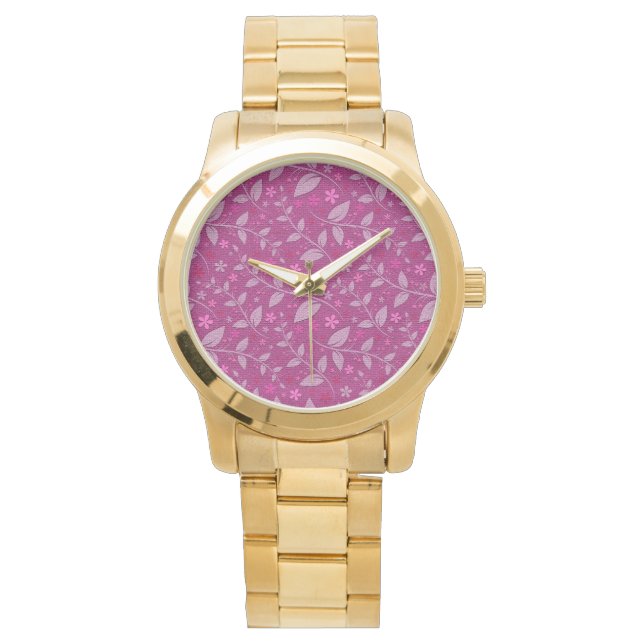 Reloj De Pulsera Floral popular rosa moderno elegante (Anverso)