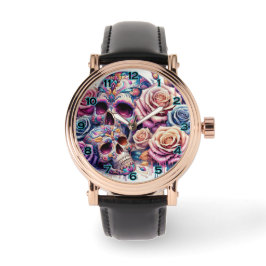 Reloj De Pulsera Floral Sugar Skull