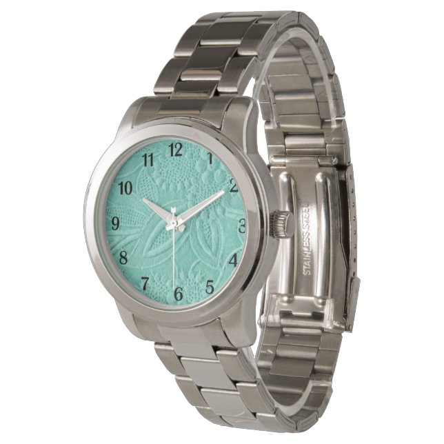 Reloj De Pulsera Floral verde de menta (Angular)