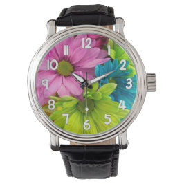 Reloj De Pulsera Floral Wrist Watch – Pink Green Blue Flower