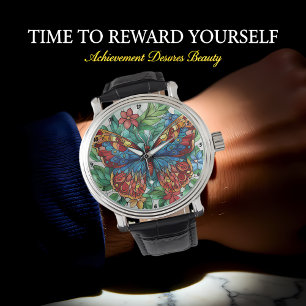 Reloj De Pulsera Florecimiento Encantado" - Mariposa Floral