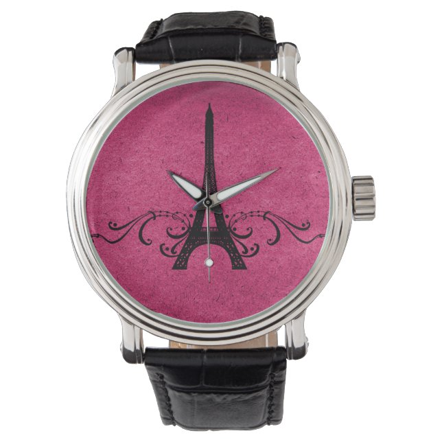 Reloj De Pulsera Florecimiento francés de cosecha rosa (Anverso)