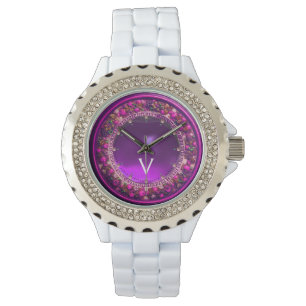 RELOJ DE PULSERA FLORENTINA PINTURA FLORECIENTE CORONA PURPLE GEM M