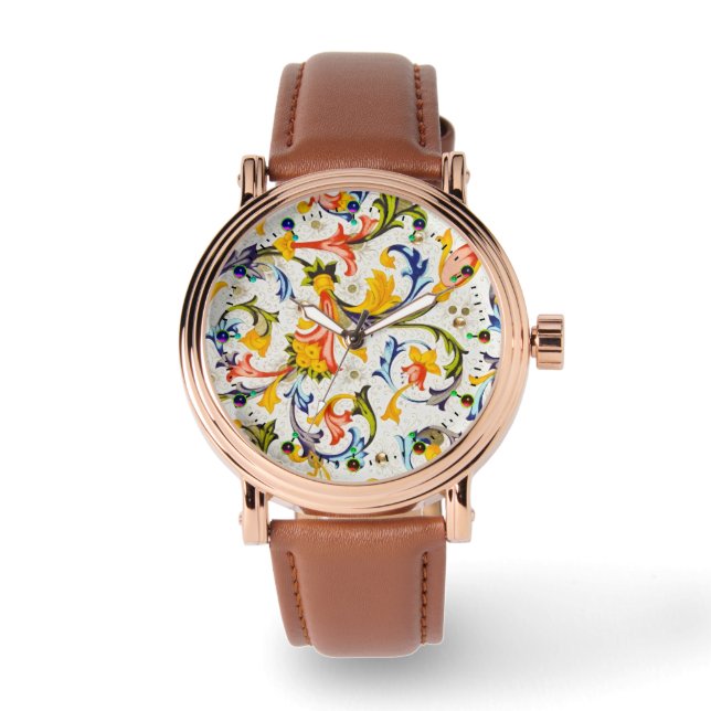 RELOJ DE PULSERA FLORENTINA RENAISSANTE FLORALES, FLORES (Anverso)