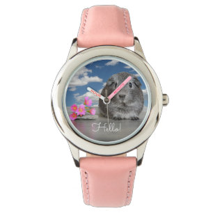 Reloj De Pulsera Flores adorables del rosa del conejillo de Indias