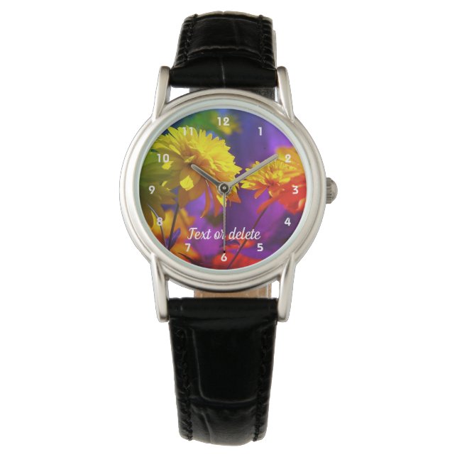 Reloj De Pulsera Flores amarillas abstractas personalizadas  (Anverso)