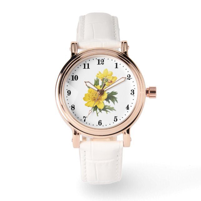 Reloj De Pulsera Flores amarillas cutáneas (Anverso)