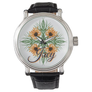 Reloj De Pulsera Flores Amarillas Nombre Día de la Madre