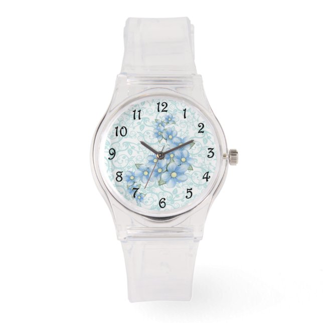 Reloj De Pulsera Flores Azules (Anverso)